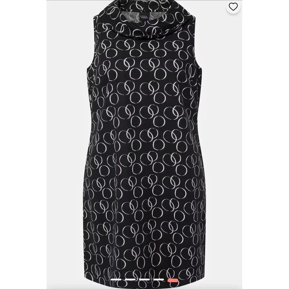 NWT Ulla‎ Popken Geometric Circle Print Cowl Neck Shift Dress 20/22 Fun